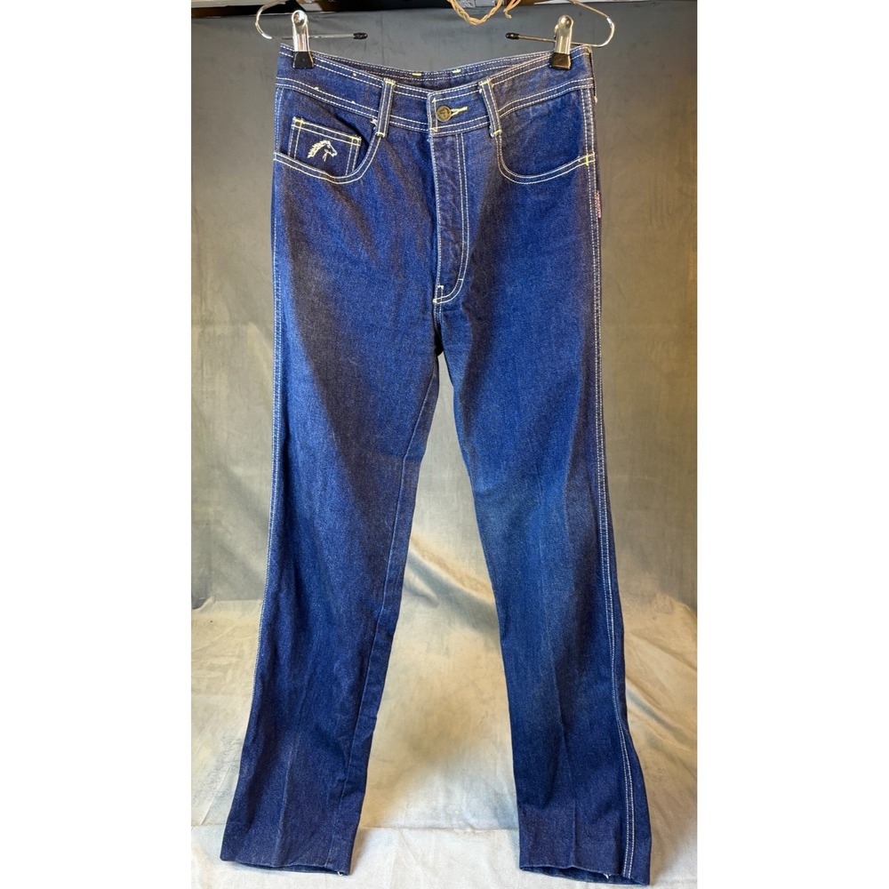 Vintage 80s Jordache Jeans Womens Straight 28 Blue Dark Wash High Waist Horse